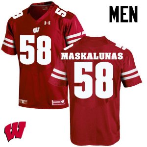 Men's Wisconsin Badgers NCAA #58 Mike Maskalunas Red Authentic Under Armour Stitched College Football Jersey TK31C26OA